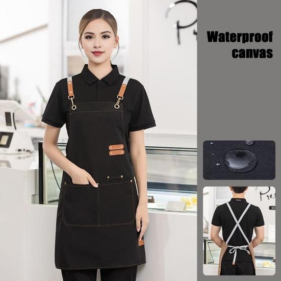 Водонепроницаемый кухонный фартук с карманами для мужчин и женщин, передник для уборки, завязка на талии, рабочая униформа для барбекю, подарок