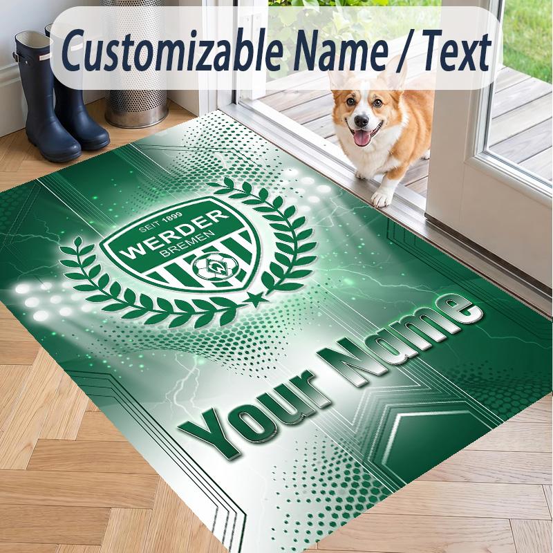 Custom Text Printed Rug Werder Bremen FC Non Slip Floor Carpet For Home Room Decor