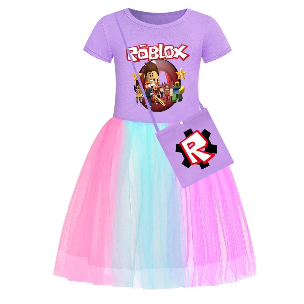 Звездное радужное кружевное платье Roblox для девочек из хлопковой ткани для игр летом и весной