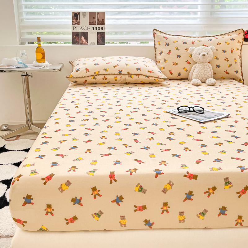 1pc 100% Cotton Fitted Sheet Elastic Bedsheet Breathable Bed Cover Home Bed Linen Sheets Drap De Lit (Pillowcase Need Order)