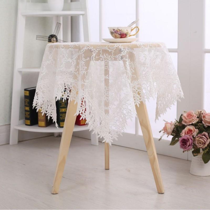 European Lace Tablecloth Elegant Embroidered Dust Cover Home Bedroom Coffee Table