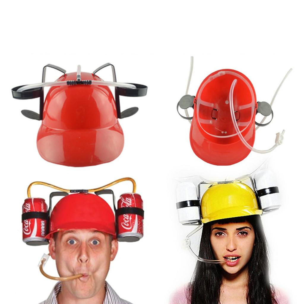 Drinking Helmet Drinking Hat with Straws & Can Holder for Beer Soda Coke Birthday Party Props Novelty Funky Holiday Hat