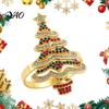 New Year Party Supplies Christmas Tree Napkin Ring, Alloy Rhinestone Holder, Winter Rings Holiday Band for Dinner Parties Table Decoration