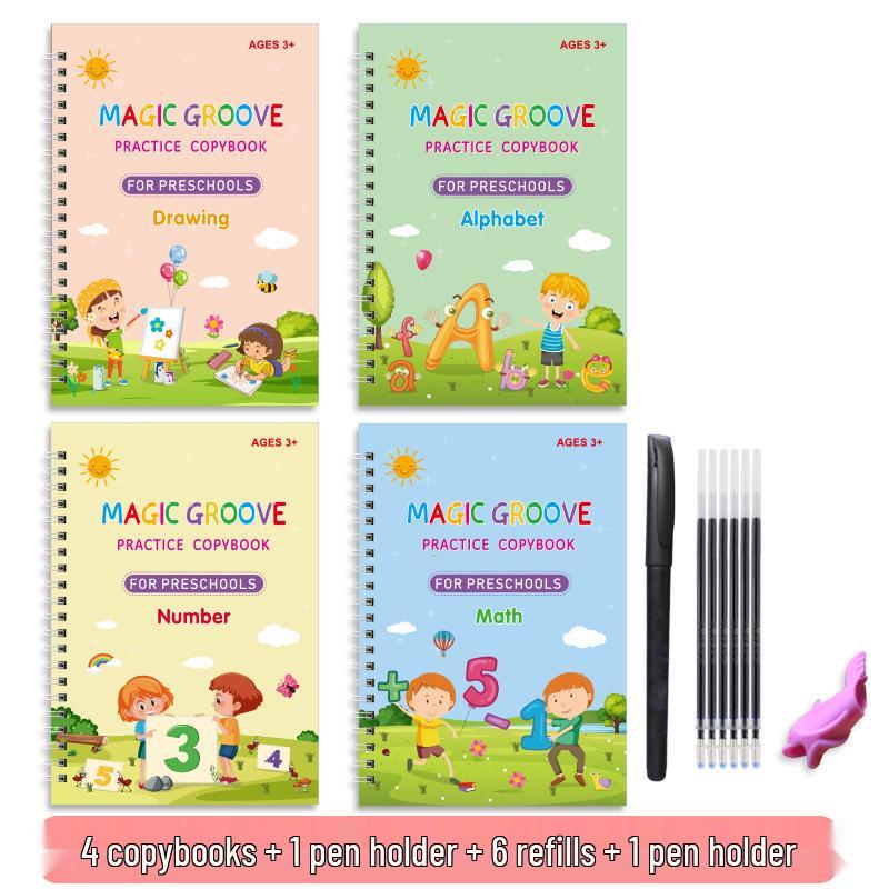 Маленькая тетрадь для каллиграфии с желобками 19x13 см для детей 3-6 лет с контролем ручки