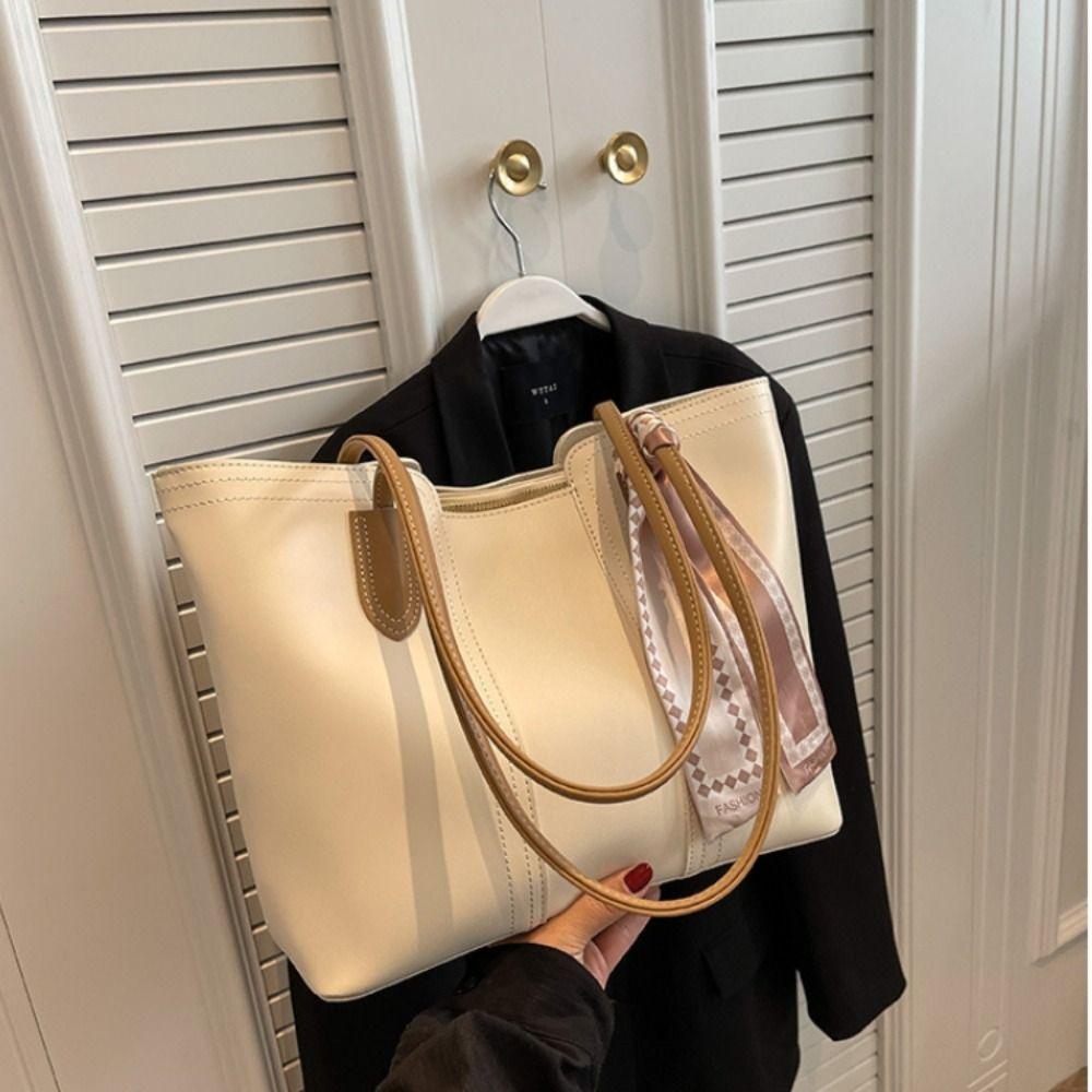 Silk Scarf One Shoulder Bag Korean Style Women Handbag Underarm Bag Tote Bag Shopping