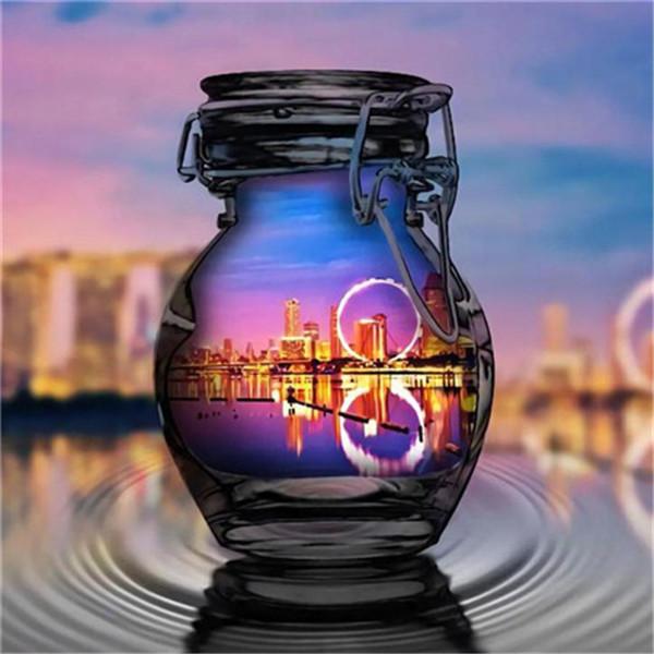 5D Алмазная картина Полная круглая бутылка Фотографии Стразы Алмазная вышивка Пейзаж Закат Мозаика Ремесленный комплект