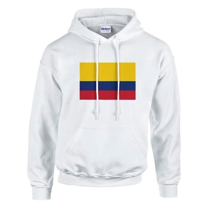 Sweat à capuche - PIXELFORMA - Drapeau de la Colombie - Белый - Длинные маншки - Col capuche