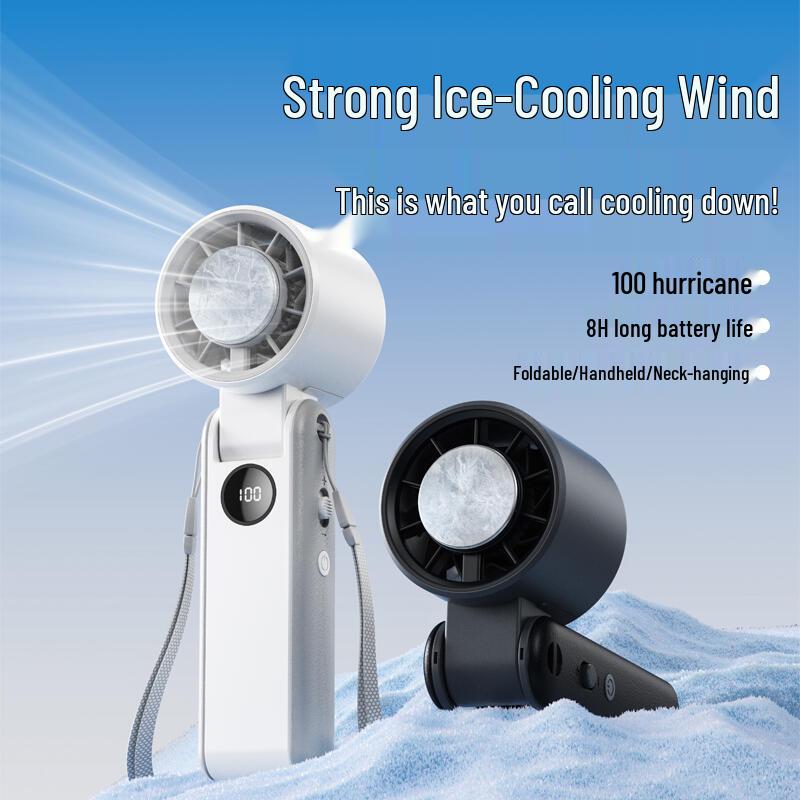 2025 Portable USB Rechargeable Neck-Hanging Mini Handheld Foldable Cooling Fan with Strong Wind for Outdoor Use