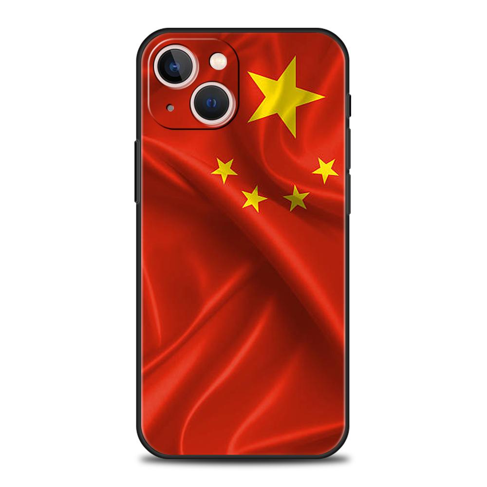 Чехол для телефона с флагом Китая для iPhone 16 15 14 13 12 Pro Max 11 Pro Max 7 8 Plus XS XR Ударопрочный Мягкий чехол Capas