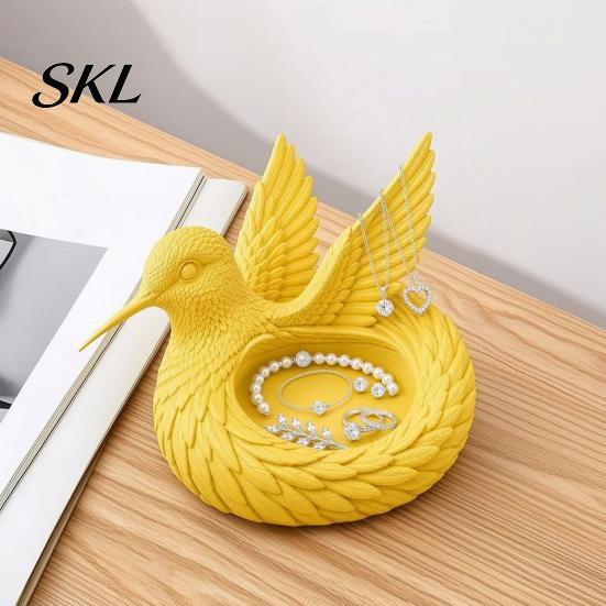 Coin Key Dish 3D Printed Hummingbird Jewelry Tray, Rings Earrings Necklaces Organizing Storage Plate Dish, Decorative Trinket Keys Holder for