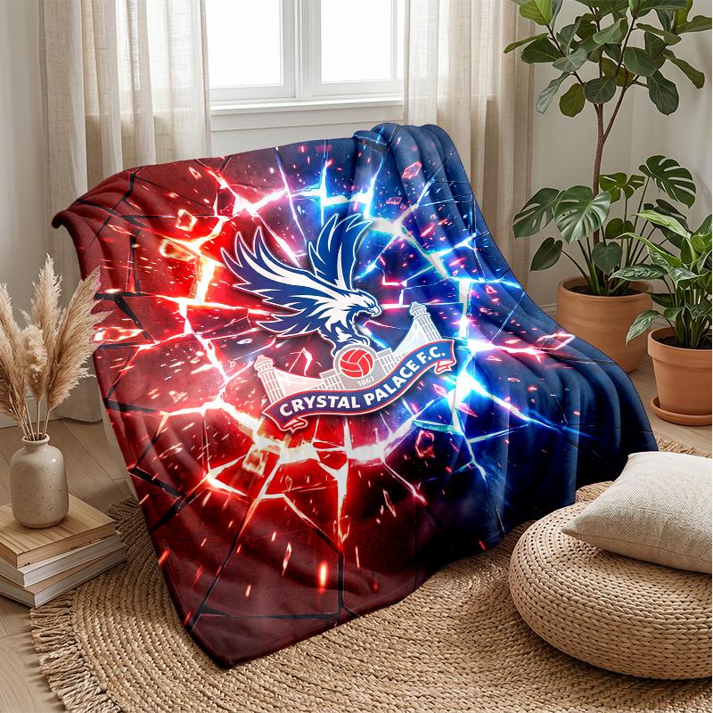 Crystal Palace Football Print Flannel Blanket, Soft Warm Lightweight Throw Blanket for Sofa Bed Camping
