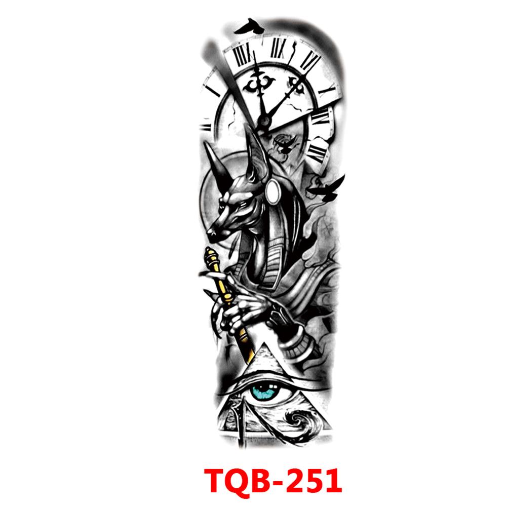 Татуировка с большим рукавом, розой, часами, глазом, водостойкая временная татуировка, наклейка, Лев, Король волков, боди-арт, полная поддельная татуировка для женщин и мужчин