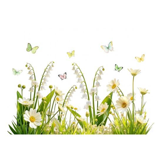 Белый цветок Статичная наклейка на стекло Съемная Водонепроницаемая ПВХ Цветочная Статическая наклейка на окно Весенний Декор для дома Офиса Гостиной Наклейка