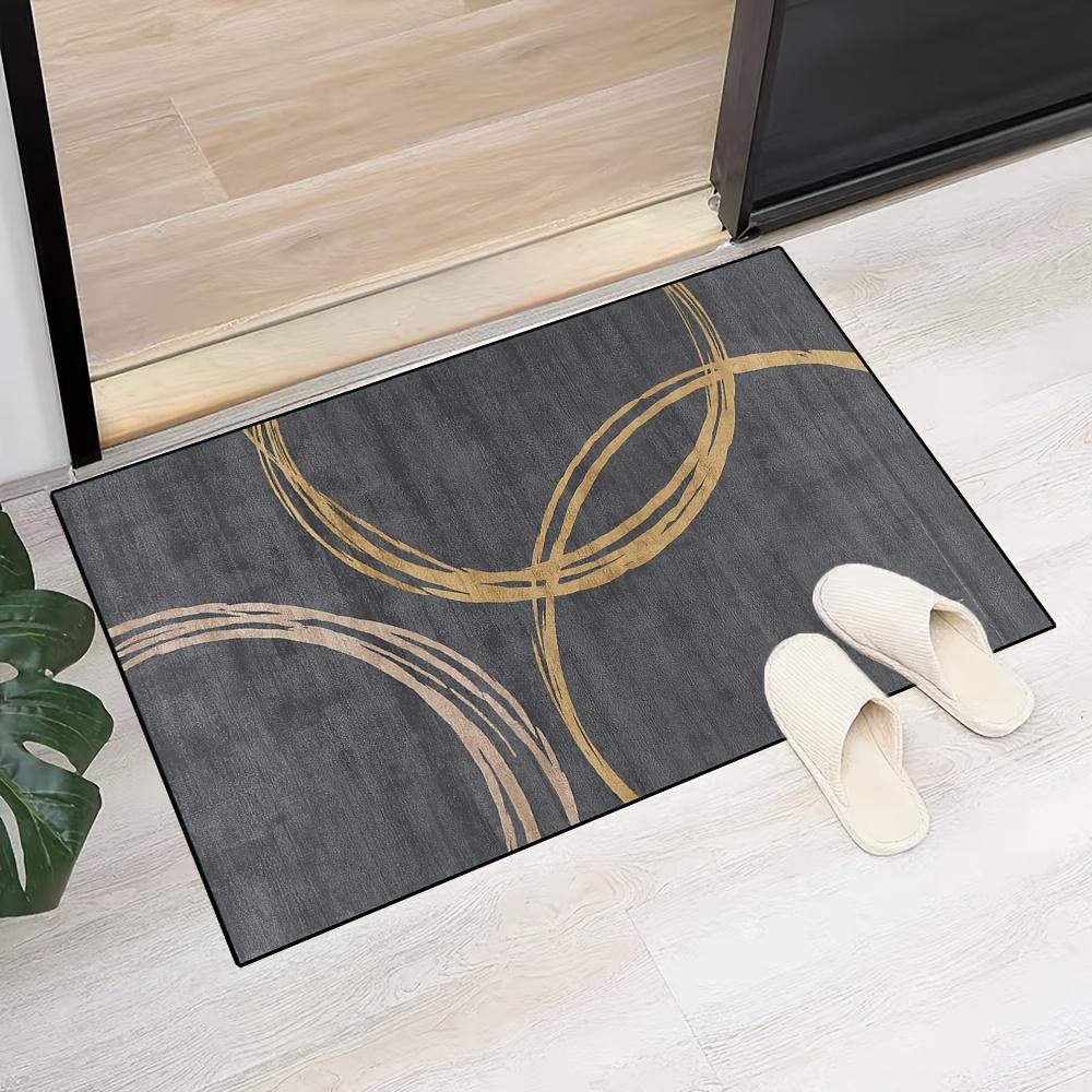 Modern Grey Non-Slip Door Mat Lightweight, Fade Resistant Polyester Entrance Rug for Indoor Outdoor Use Perfect Home Decor