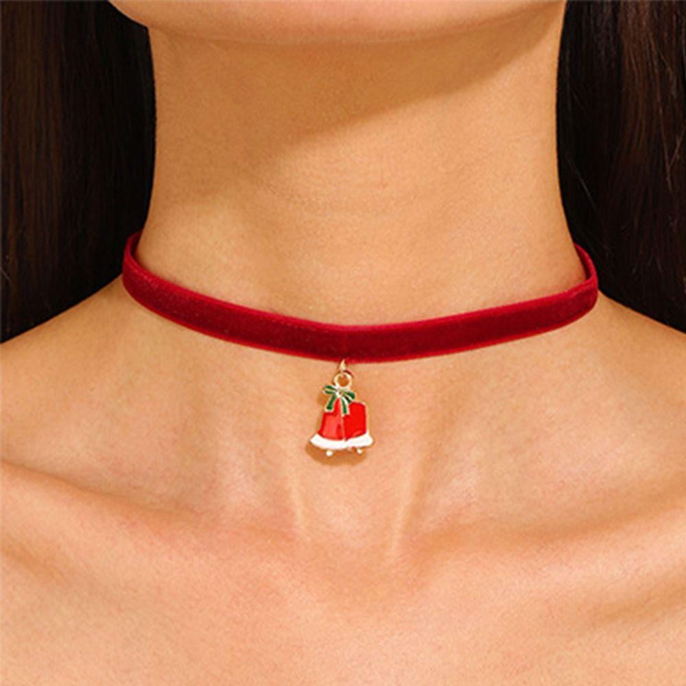Cartoon Christmas Choker Clavicle Chain Cartoon Pendant Choker Velvet Collar Necklaces Festival
