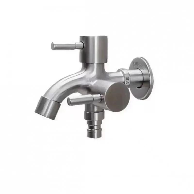 Universal Double Outlet Bathroom Faucet - 1/2" Dual Control Water Tap for Washing Machine, Mop Pool & Bidet Connection