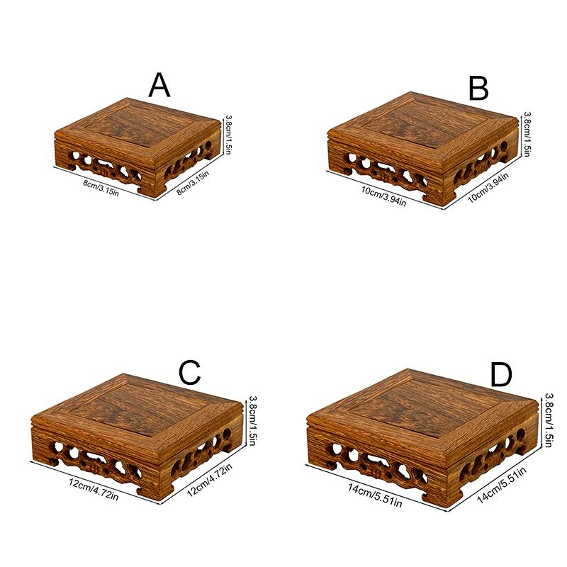1pc Display Stand Retro Solid Wood Handcrafted for Flower Pots Bonsai Plant Shelf Square Multipurpose Miniatures Base