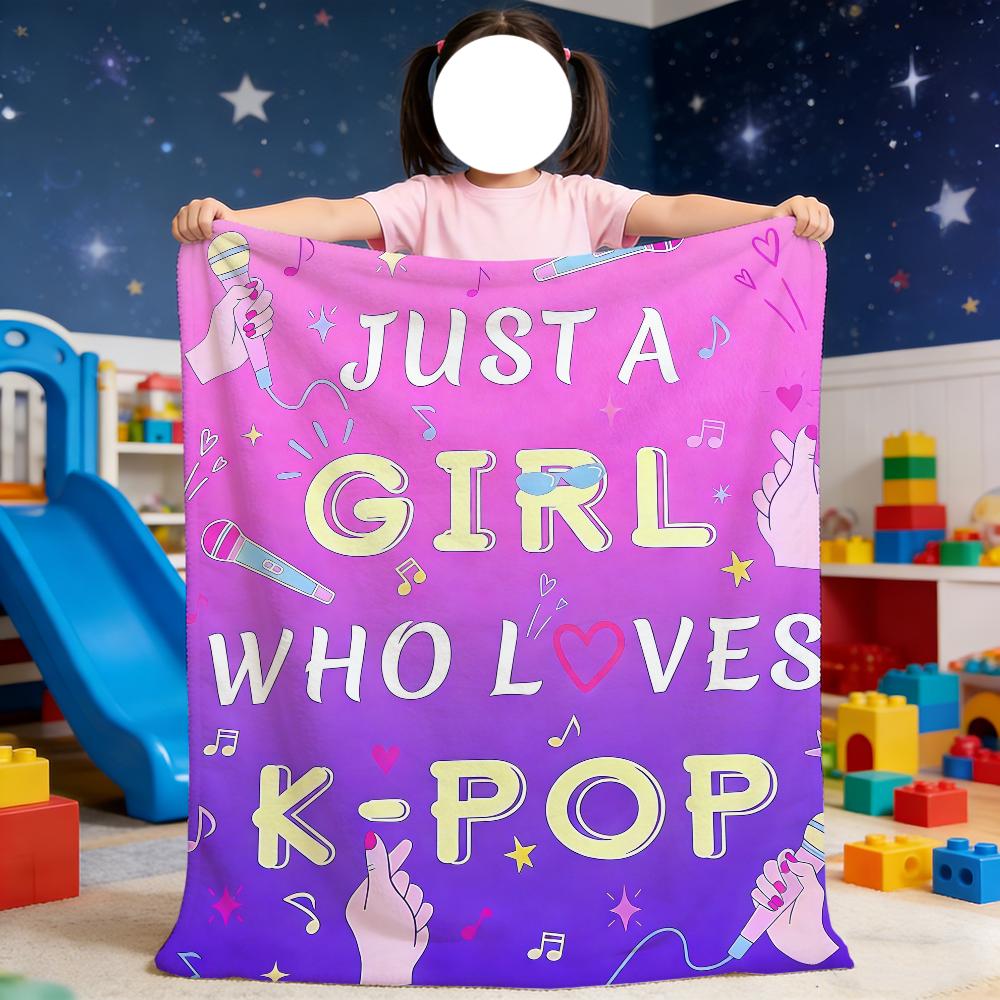 Just a Girl Who Loves K-Pop Blanket For Soft Throw Blanket for Picnic Bed Sofa Home Bedroom Cozy Warm Comfortable