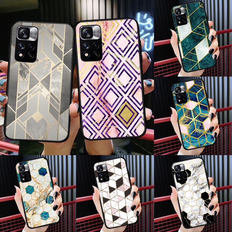 Marble Geometric Case For Xiaomi Redmi 13C 10C 12C 14C Redmi Note 14 13 Pro 12 11 9 10 9S 10S 11S 12S Cover