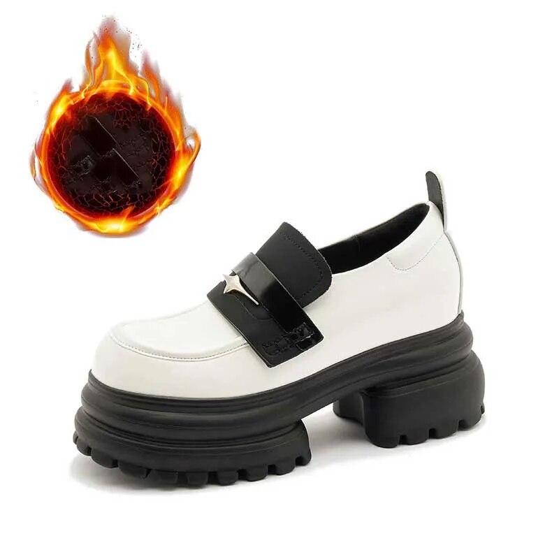 Fujin Женские кроссовки на танкетке из лакированной кожи из искусственной кожи 8 см, весенне-осенние женские туфли-лодочки на массивном каблуке, плюшевые ботинки, туфли Мэри Джейн