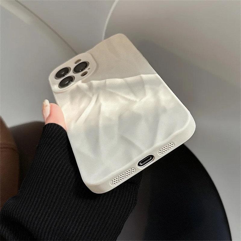 Fashion Silicone Fold Wrinkle Phone Case For iPhone 14 13 12 11 15 Pro Max SE X XS XR 8 7 Plus Soft Candy Color Full Cover