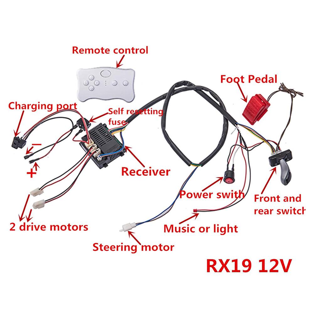 12V Electric Car Wiring Harness Remote Control Circuit Board Switch Kit For Ride On Toy Vehicle Modification Parts