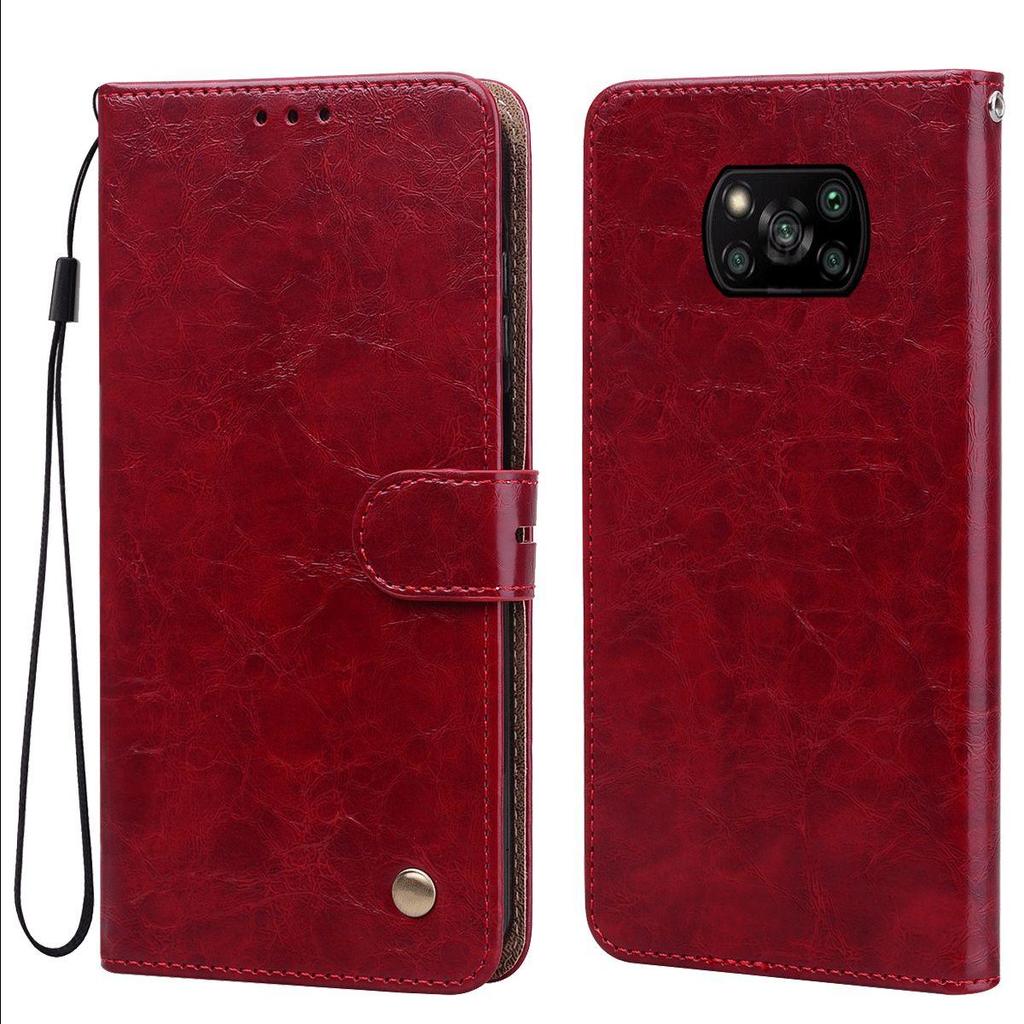 Винтажный чехол-бумажник с текстурой Crazy Horse из ПУ-кожи для Xiaomi POCO X3 Pro, X3 NFC с держателем для карт, подставкой, противоударной защитой