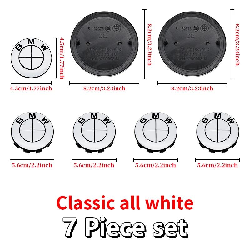 BVYD9 7Pcs ABS Car Front Grille Trunk Logo All white For BMW G30 G31 G38 G11 G12 G20 G28 F10 F48 F21 F22 Wheel Rim Decoration Cover