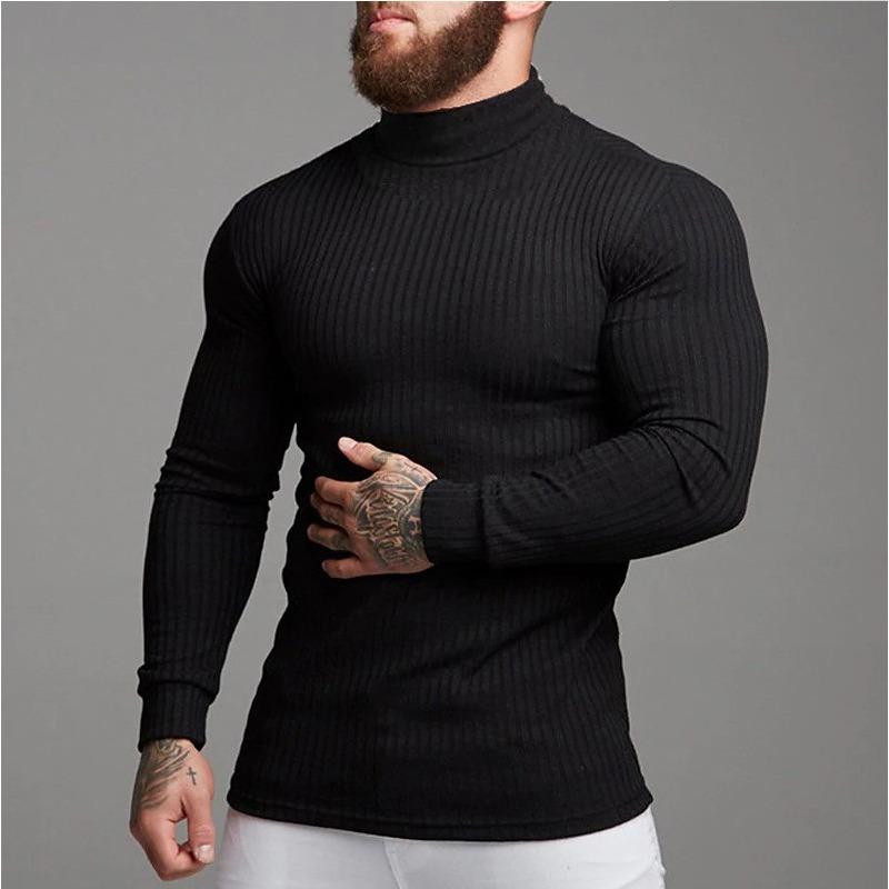 Men S Slim Fit Long Sleeve T Shirt Sports Casual Fitness Knit Base Layer