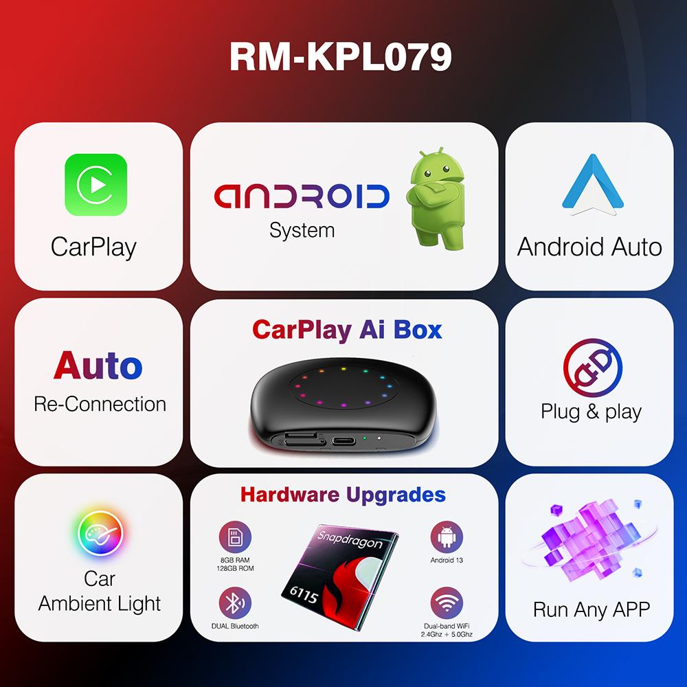 2025 Android 13.0 CarPlay Smart TV Streaming AI Box SM6115 8-ядерный Android Auto Беспроводной CarPlay Разделенный экран Для OEM Автомобиля 4G LTE