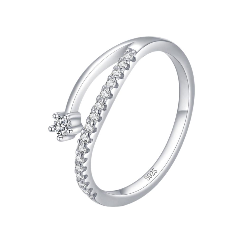 Ada Jewelry Bijoux En Argent Rhodium Plated Women's S925 Sterling Silver 3A Zircon Ring