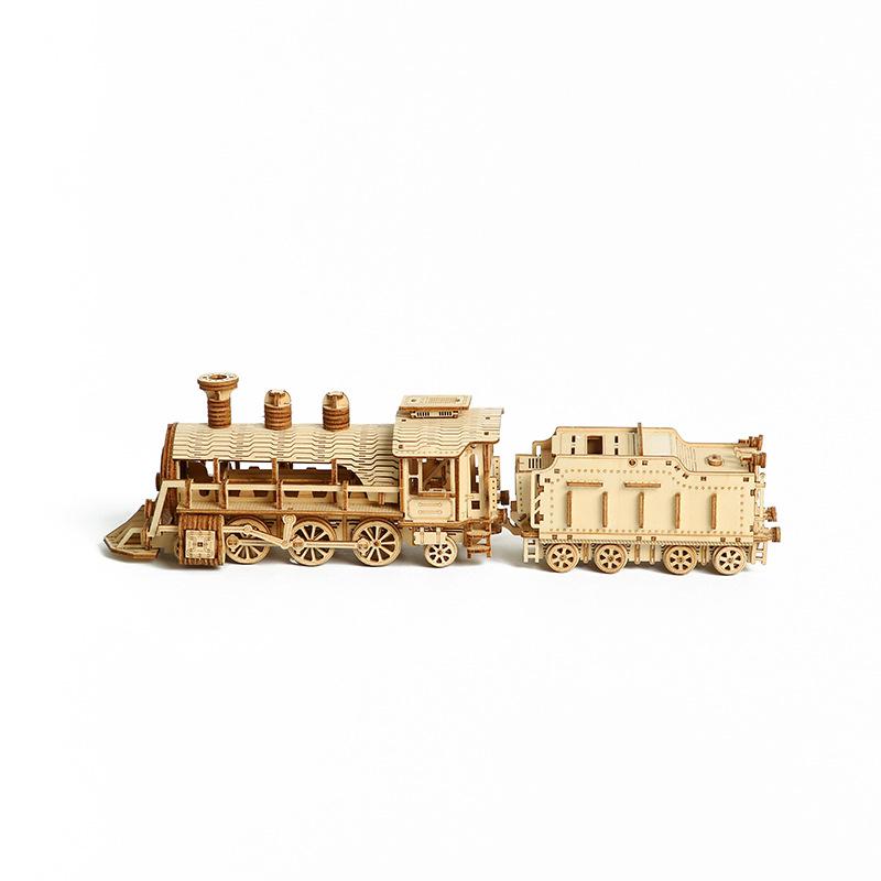 Cross-border New 3D Three-dimensional Puzzle Luxury Train Wooden Toys Educational Assembled Toys DIY Creative Ornaments