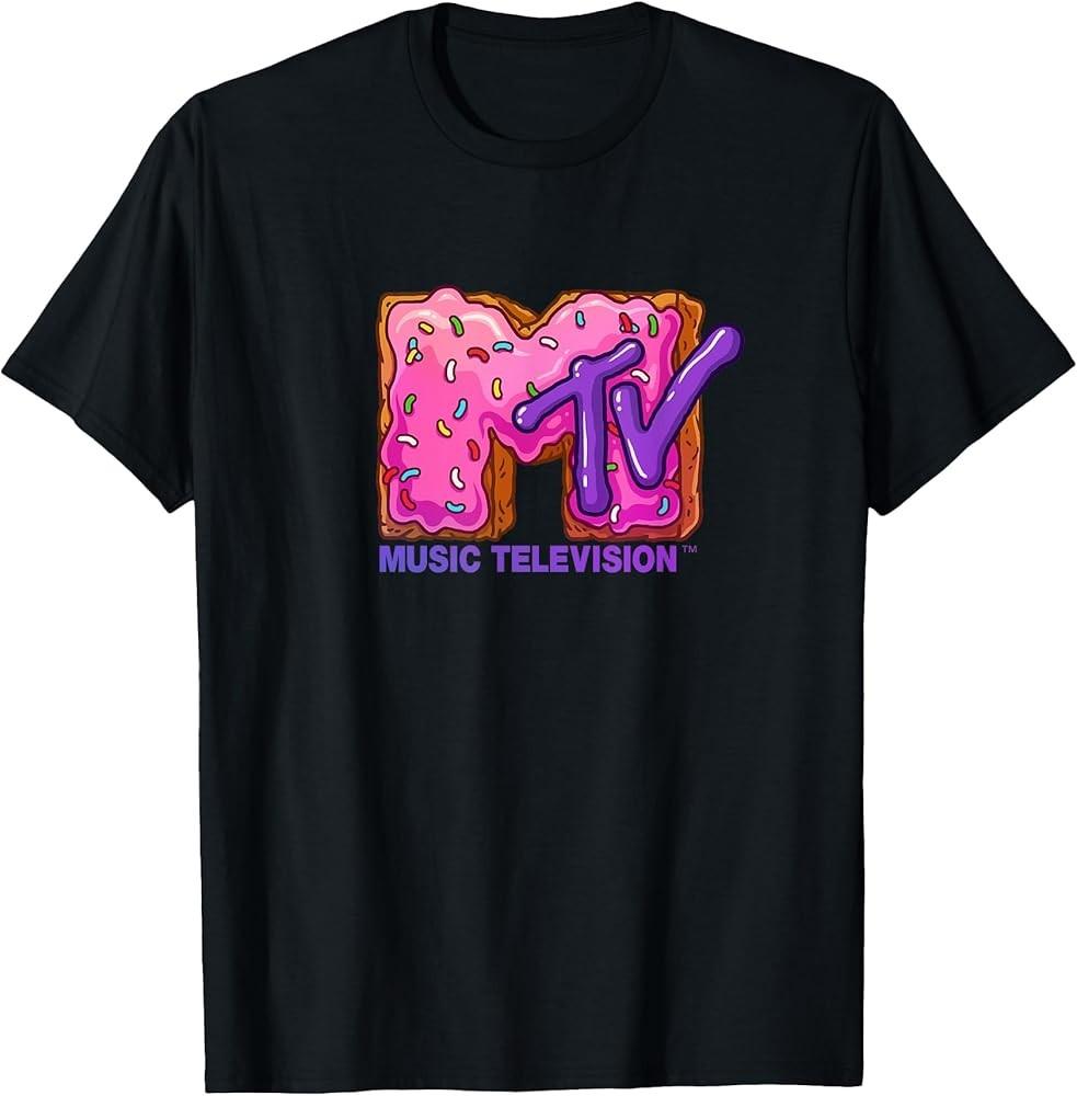 x MTV - The official MTV Logo with a pink sugar cream donut cake T-Shirt
