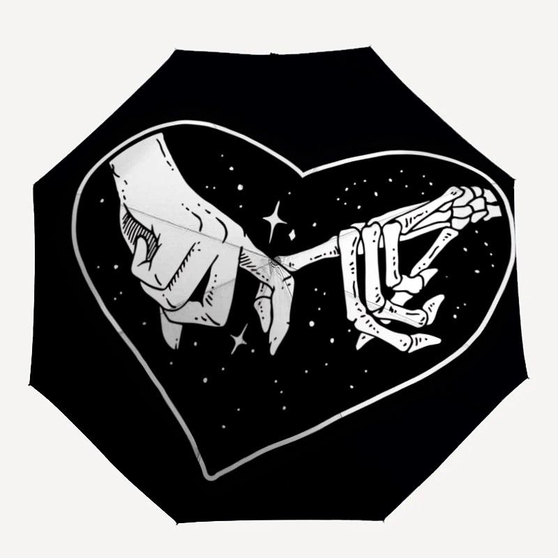 1pc Love Heart Automatic Open/Close Umbrella, Portable Folding Umbrella, Compact Travel Umbrella for098