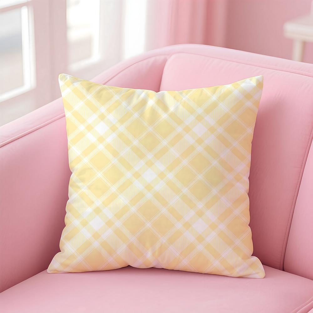 simple Monochromatic check pattern Cushion Cover Pillow Case Soft Skin Friendly Fabric Concealed Zipper