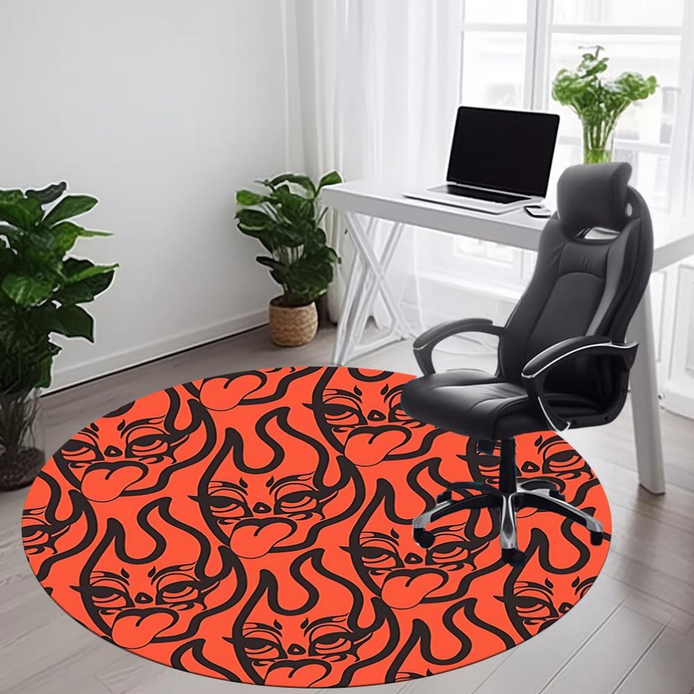 1pc Devil Faces Office Round Area Rug, Mat Suitable For Office, Under Office Chairs Bedroom Living Room Home Decor, Room Deco