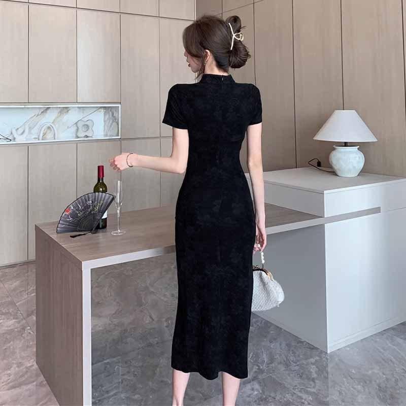 Women's Style Young Jacquard Split Cheongsam Dress