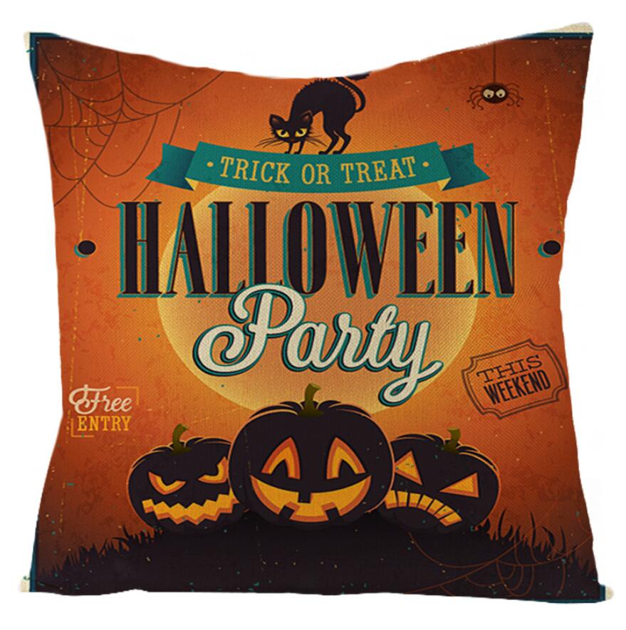 Halloween Night Castle Pumpkin Lantern Series Pillow Case Linen Home Decor Fabric Sofa Pillowcase Comfortable Car Cushion Cover