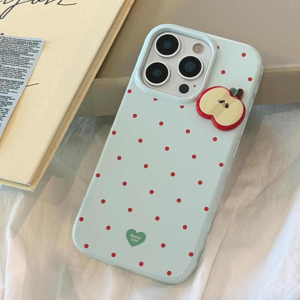 Красные Точки Яблоко 17 Чехол для Мобильного Телефона Iphone16promax Подходит для 12 Противоударный 14 Трехмерный 13 Маленький Свежий 15