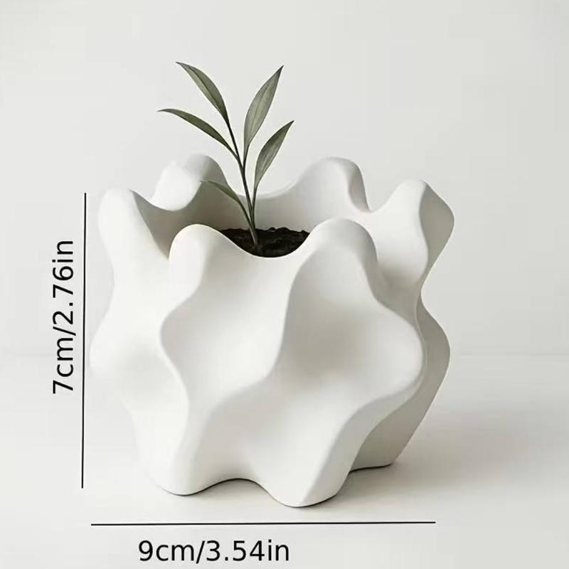 Уникальный пластиковый цветочный горшок с волнистым дизайном, 3D-печатный цветочный горшок для комнатных растений, настольный декор и художественная композиция