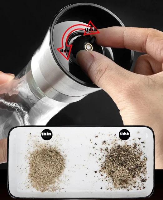 Измельчитель из нержавеющей стали, мельница для соли и перца, ручная мельница для пищевых трав, банки для специй, контейнеры, кухонные гаджеты, стеклянные бутылки для специй