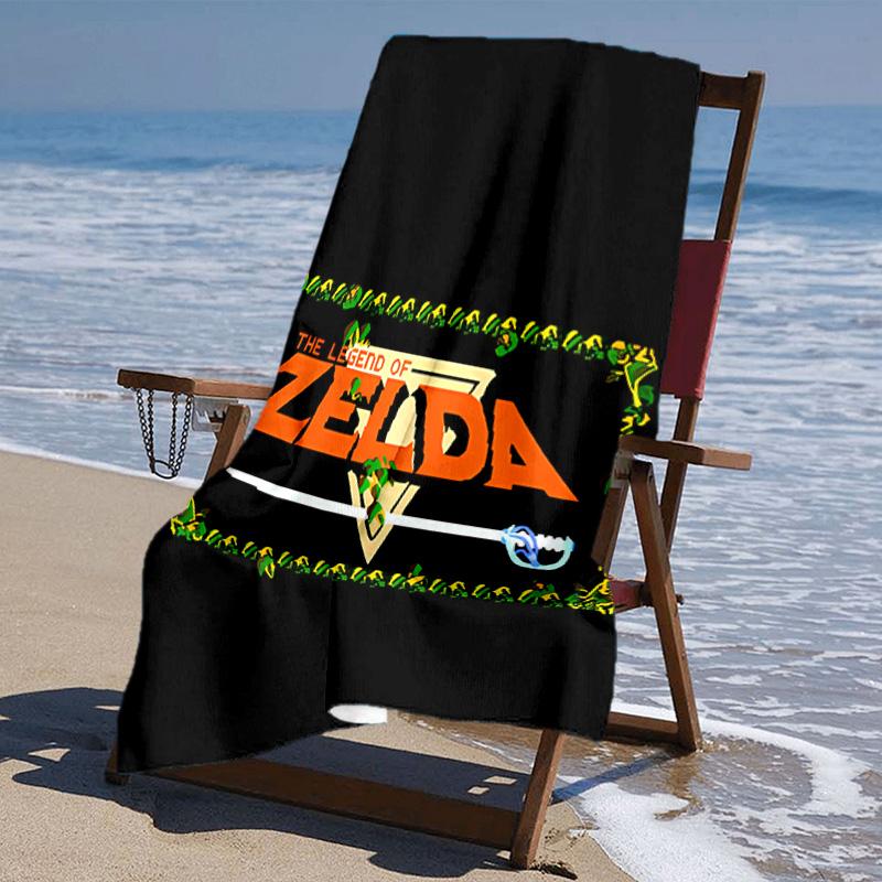 proof beach towel with Z-Zelda Legends pattern - soft,absorbent,quick-drying,machine washable - perfect for swimming,camping,bathing