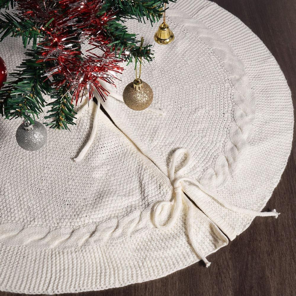 Large Size Christmas Tree Mat Polyester Christmas Tree Carpet Knitted Christmas Tree Skirt Wedding