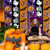 Halloween Beaded Curtain Party Backdrop Spooky Photo Booth Decor Gothic Door Hanging Ghost Pumpkin Bat Theme
