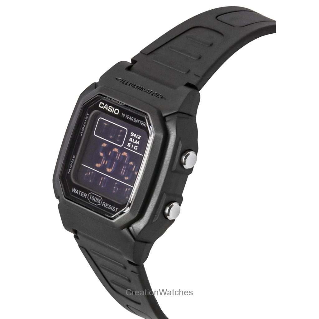 Casio Цифровые черные кварцевые мужские часы с двойным ремешком из смолы W-800H-1BV 100M