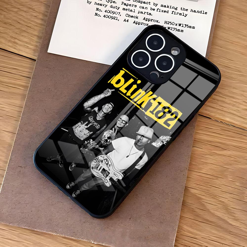 Rock Band B-Blink 182 Phone Case For IPhone 17 Air 16 E Pro Max 15 14 13 Mini 12 Pro 11 Max Plus Black Glass Cover