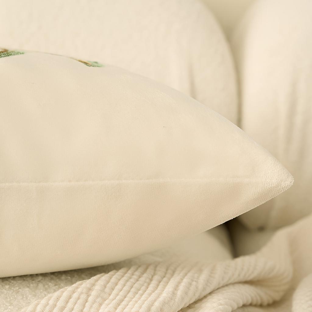 Tropical Palm Tree Pillow Cover Embroidered Green Plant Print Boho Coastal Cushion Case For Sofa Bed Couch Beachy Home Decor