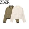 Zbzr Autumn New Women Clothes Western Style Fashion Simple and Versatile Round Neck Thread Double Pocket Jacket