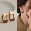 Осень-зима Новые коричневые серьги Винтажные матовые серьги-подвески для женщин Металлические модные серьги-подвески Трендовые ювелирные изделия