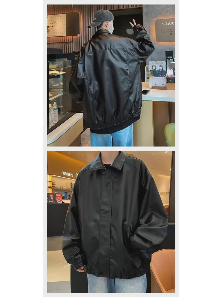 Men's Trendy Brown PU Leather Jacket for Autumn/Winter